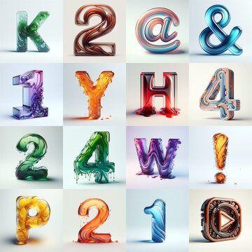 glass 3D Lettering Typeface. AI generated illustration