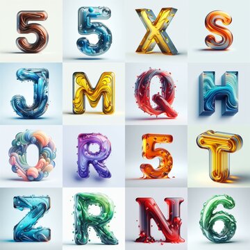 glass 3D Lettering Typeface. AI generated illustration