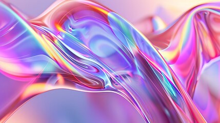 Wall Mural - A 3D-rendered abstract image showcasing a light emitter glass with a vibrant gradient wave texture, perfect for banners, backgrounds, wallpapers, headers, posters, or covers.