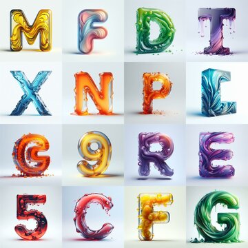 glass 3D Lettering Typeface. AI generated illustration