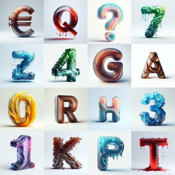 glass 3D Lettering Typeface. AI generated illustration