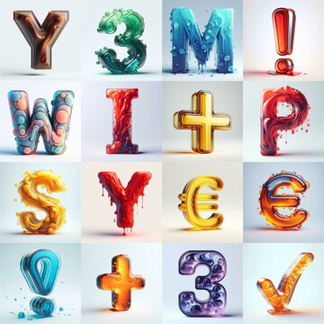 glass 3D Lettering Typeface. AI generated illustration