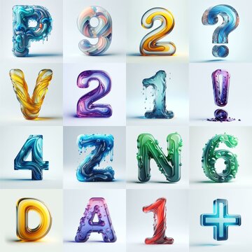 glass 3D Lettering Typeface. AI generated illustration