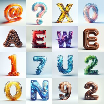 glass 3D Lettering Typeface. AI generated illustration