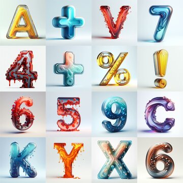 glass 3D Lettering Typeface. AI generated illustration