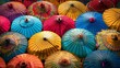 photo a lot of colorful umbrellas