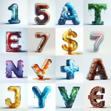glass 3D Lettering Typeface. AI generated illustration