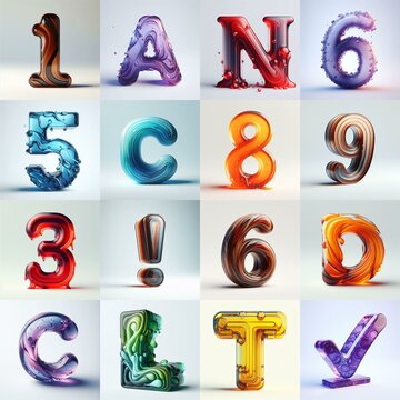 glass 3D Lettering Typeface. AI generated illustration