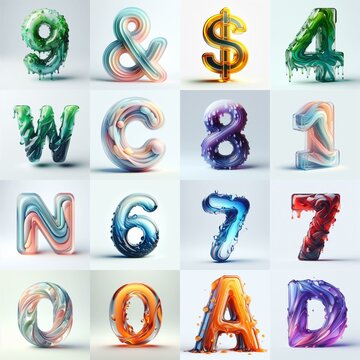 glass 3D Lettering Typeface. AI generated illustration