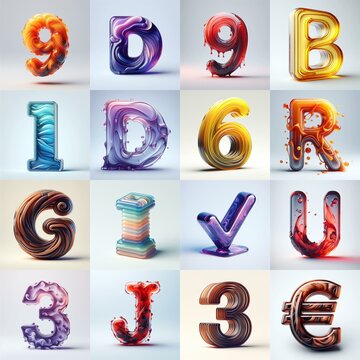 glass 3D Lettering Typeface. AI generated illustration