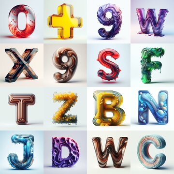 glass 3D Lettering Typeface. AI generated illustration
