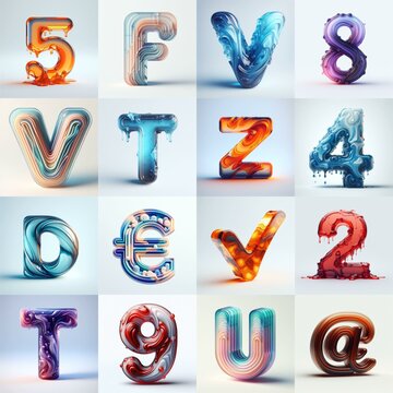 glass 3D Lettering Typeface. AI generated illustration
