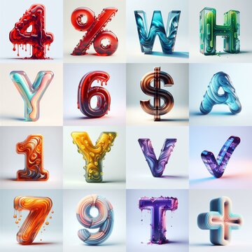 glass 3D Lettering Typeface. AI generated illustration