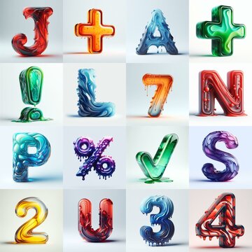 glass 3D Lettering Typeface. AI generated illustration