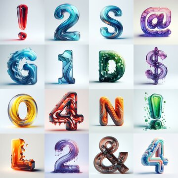 glass 3D Lettering Typeface. AI generated illustration