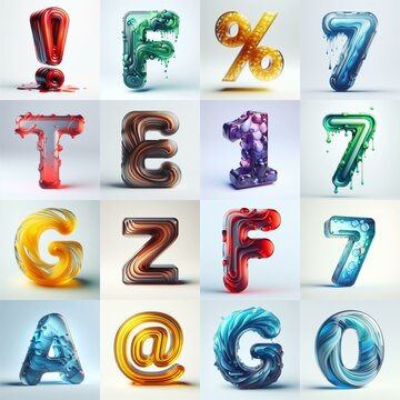 glass 3D Lettering Typeface. AI generated illustration