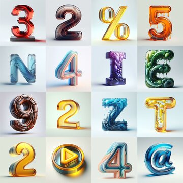 glass 3D Lettering Typeface. AI generated illustration