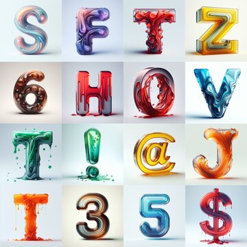 glass 3D Lettering Typeface. AI generated illustration