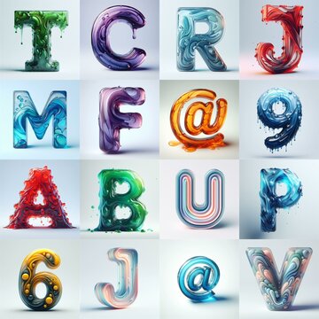 glass 3D Lettering Typeface. AI generated illustration