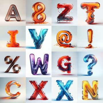 glass 3D Lettering Typeface. AI generated illustration