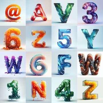 glass 3D Lettering Typeface. AI generated illustration