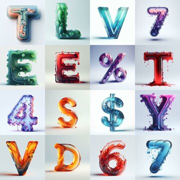 glass 3D Lettering Typeface. AI generated illustration
