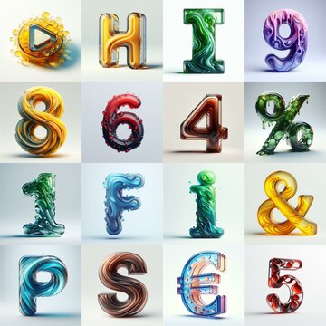 glass 3D Lettering Typeface. AI generated illustration