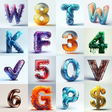 glass 3D Lettering Typeface. AI generated illustration