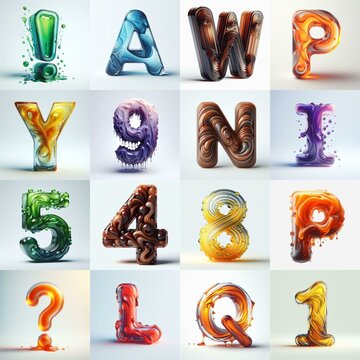 glass 3D Lettering Typeface. AI generated illustration