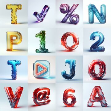 glass 3D Lettering Typeface. AI generated illustration