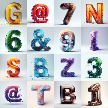 glass 3D Lettering Typeface. AI generated illustration