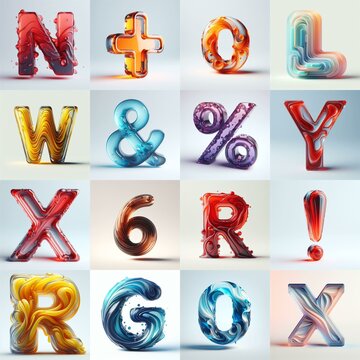 glass 3D Lettering Typeface. AI generated illustration