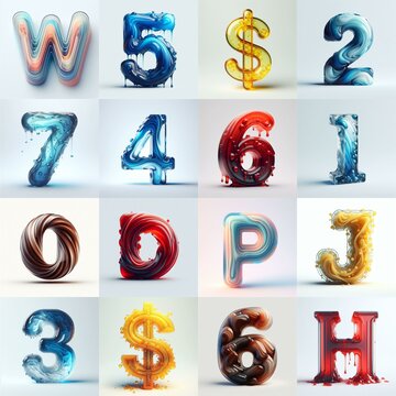 glass 3D Lettering Typeface. AI generated illustration