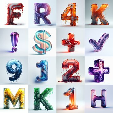 glass 3D Lettering Typeface. AI generated illustration