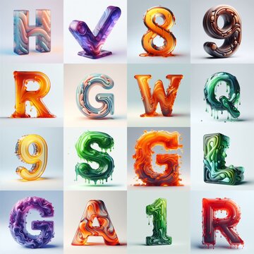 glass 3D Lettering Typeface. AI generated illustration