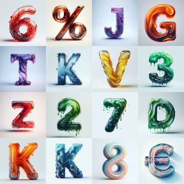 glass 3D Lettering Typeface. AI generated illustration