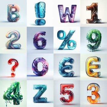 glass 3D Lettering Typeface. AI generated illustration