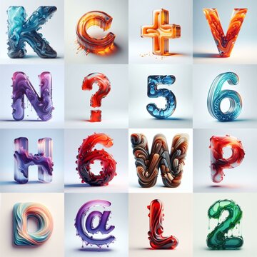 glass 3D Lettering Typeface. AI generated illustration