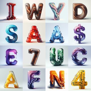 glass 3D Lettering Typeface. AI generated illustration