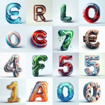 glass 3D Lettering Typeface. AI generated illustration