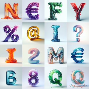 glass 3D Lettering Typeface. AI generated illustration