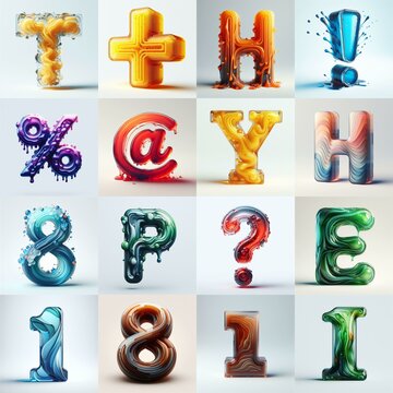 glass 3D Lettering Typeface. AI generated illustration