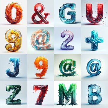 glass 3D Lettering Typeface. AI generated illustration