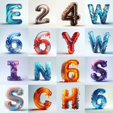 glass 3D Lettering Typeface. AI generated illustration