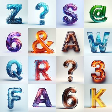 glass 3D Lettering Typeface. AI generated illustration
