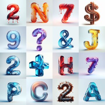 glass 3D Lettering Typeface. AI generated illustration