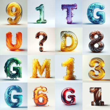 glass 3D Lettering Typeface. AI generated illustration