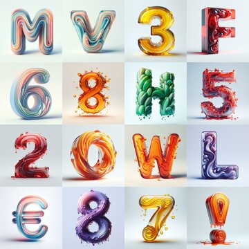 glass 3D Lettering Typeface. AI generated illustration