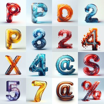glass 3D Lettering Typeface. AI generated illustration