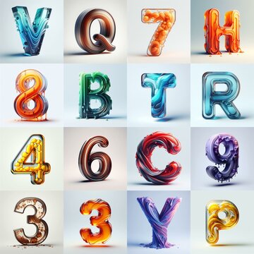 glass 3D Lettering Typeface. AI generated illustration